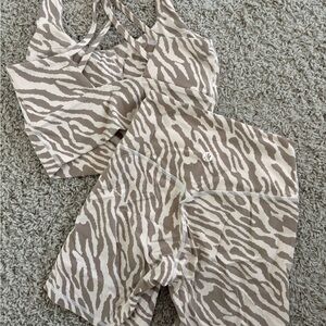 Neutral Zebra Active Set Top & Shorts
